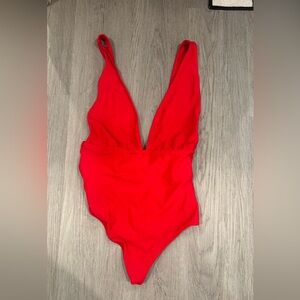 Aerie Red Plunge Swimsuit